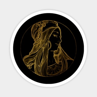 Art nouveau gold silhouette lady 8 Magnet